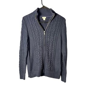 L.L. Bean Women’s Cable Knit Full-Zip Sweater Size S – Navy Blue